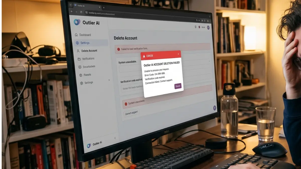 Person submitting an Outlier AI account deletion request — step by step guide to closing your account